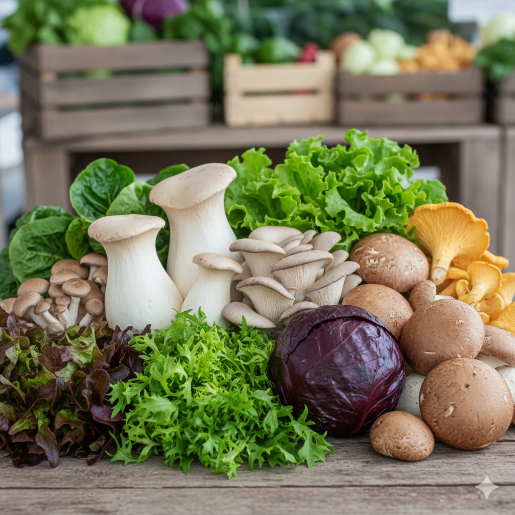 Lechugas frescas recién cosechadas